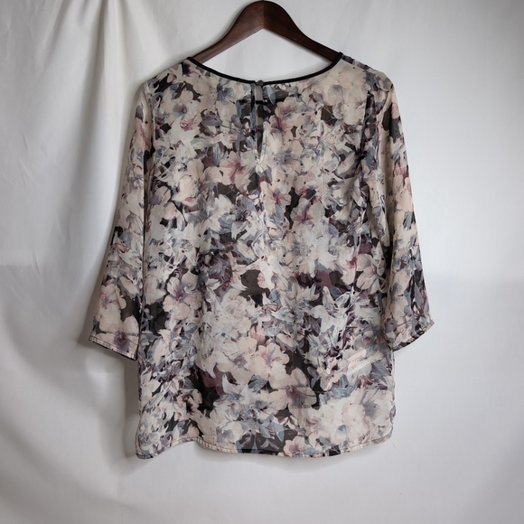 F21 Floral 3/4 Sleeve Sheer Blouse , Size S - Picture 2 of 6